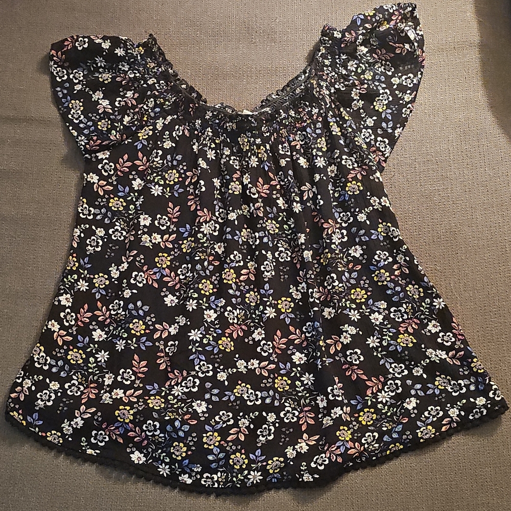 Floral Black Blouse